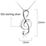Elegant .925 Sterling Silver Treble Clef Necklace