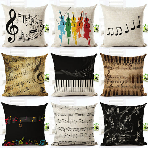 Music Throw Pillows with Soft Canvas Linen Cover -- 37 Beautiful Designs