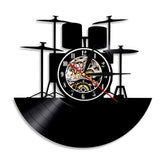 Drum Kit Vinyl Record Wall Clock with Optional LED Backlight and Personalization
