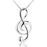 Elegant .925 Sterling Silver Treble Clef Necklace