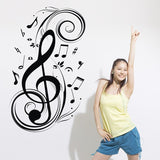 Fancy Treble Clef Wall Sticker Decal with Music Notes