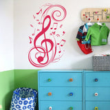 Fancy Treble Clef Wall Sticker Decal with Music Notes
