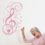 Fancy Treble Clef Wall Sticker Decal with Music Notes
