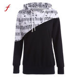 Women's Music Notation Splice Print Hoodie Shirt