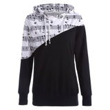 Women's Music Notation Splice Print Hoodie Shirt