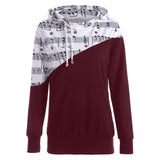 Women's Music Notation Splice Print Hoodie Shirt