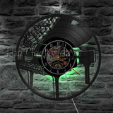 Grand Piano Vinyl Record Wall Clock with LED Backlight Option