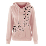 Women's Musical Note Print Hoodie Shirt