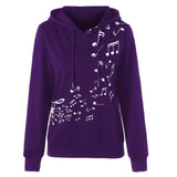 Women's Musical Note Print Hoodie Shirt