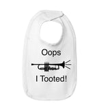 "Oops! I Tooted" Baby Bib with Velcro Closure