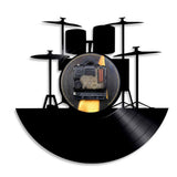 Drum Kit Vinyl Record Wall Clock with Optional LED Backlight and Personalization