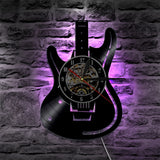 Vinyl Record Backlit Guitar Clock - Electric Guitar