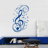 Fancy Treble Clef Wall Sticker Decal with Music Notes